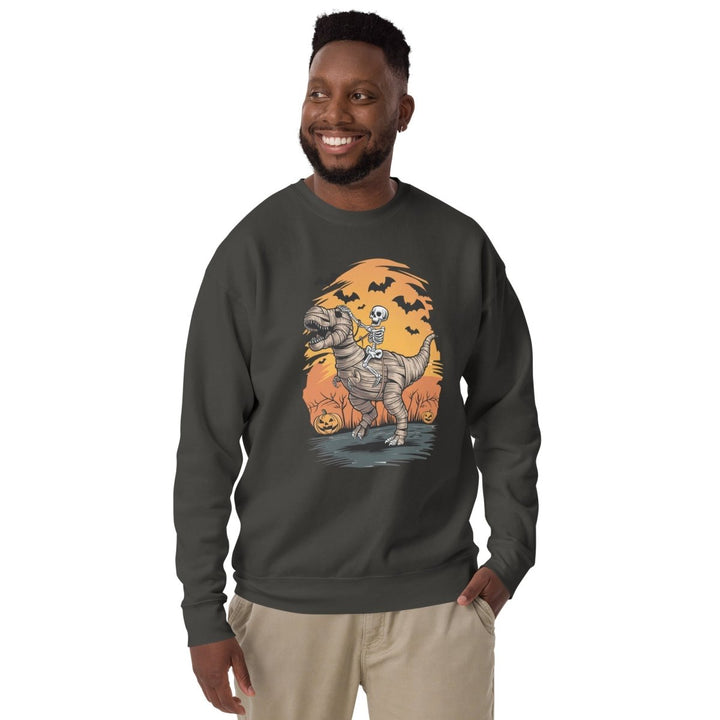 Ride on A Dinosaur Cotton Graphic Sweatshirt - Vintage Black - S - ArtyKoala