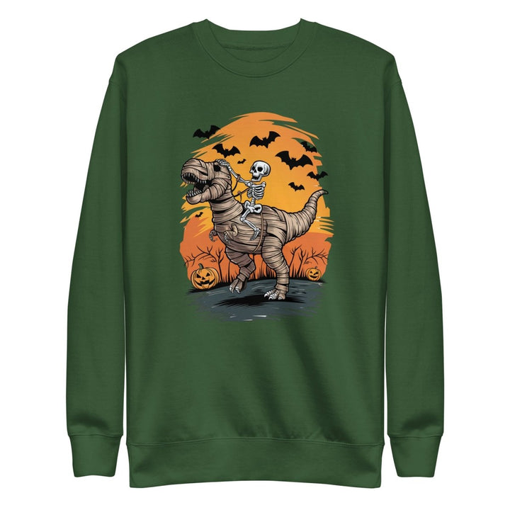 Ride on A Dinosaur Cotton Graphic Sweatshirt - Forest Green - S - ArtyKoala