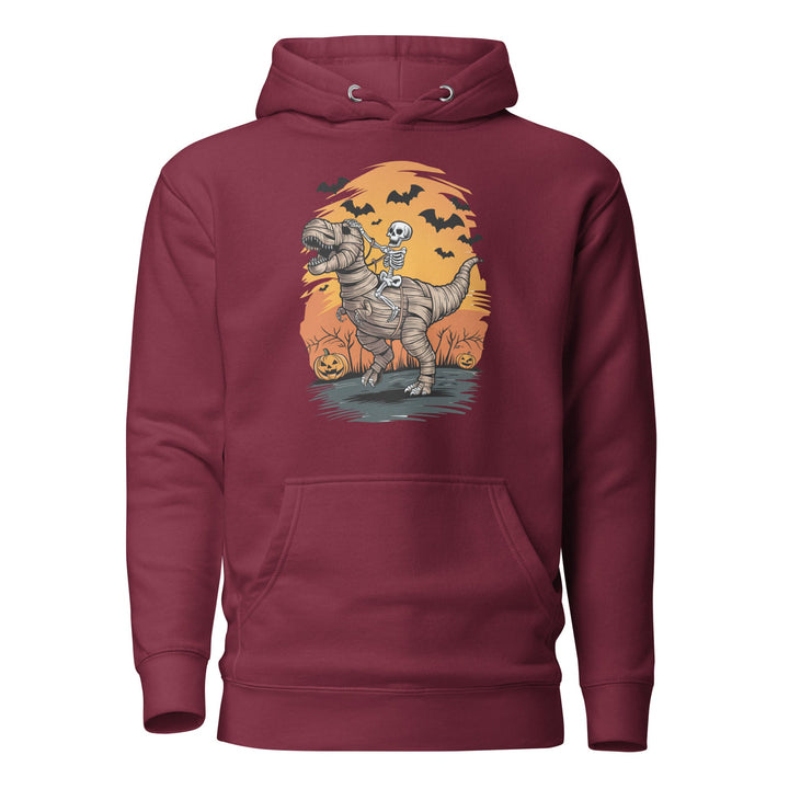 Ride on a Dinosaur Cotton Unisex Premium Hallowen Hoodie - Maroon / S - ArtyKoala