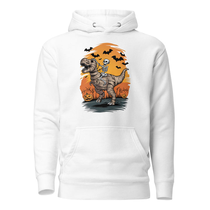 Ride on a Dinosaur Cotton Unisex Premium Hallowen Hoodie - White / S - ArtyKoala