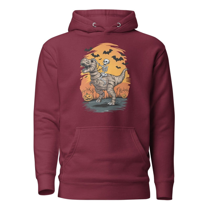 Ride on a Dinosaur Graphic Hoodie - Maroon - S - ArtyKoala