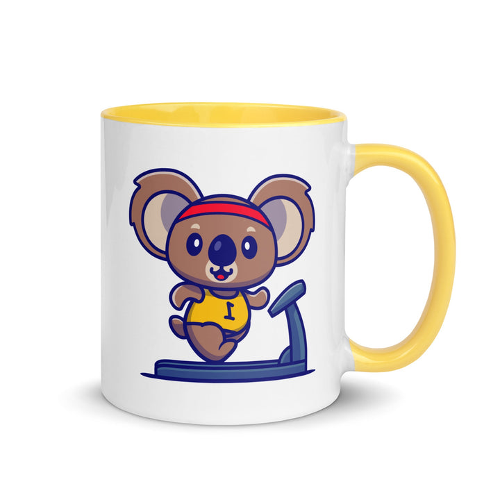 Runner Koala Mug with Color Inside - Yellow / 11 oz - ArtyKoala