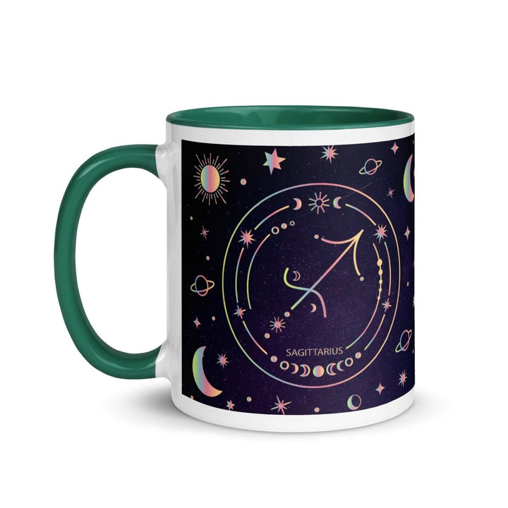 Sagittarius Colorful Print Mug - Dark green - 11 oz - ArtyKoala