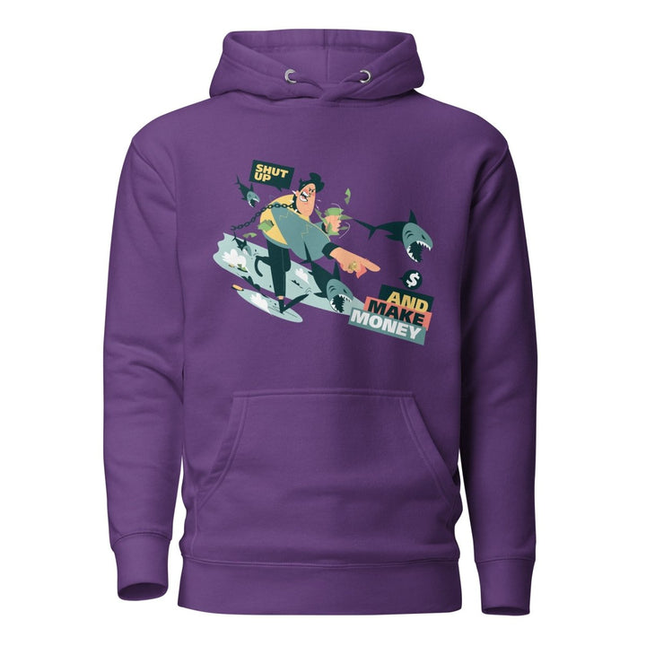 Shut Up and Make Money Cool Graphic Hoodie - Purple - S - ArtyKoala