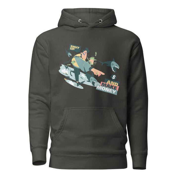 Shut Up and Make Money Cool Graphic Hoodie - Vintage Black - S - ArtyKoala