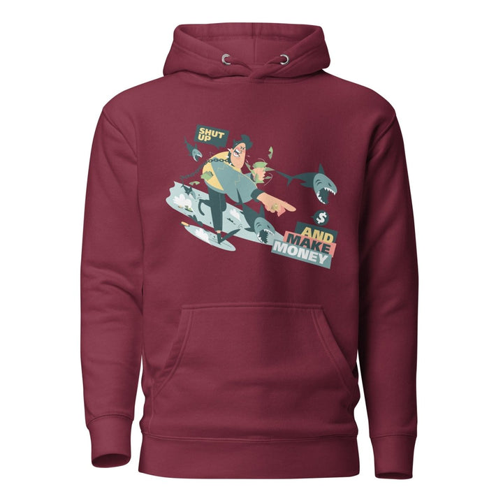 Shut Up and Make Money Cool Graphic Hoodie - Maroon - S - ArtyKoala