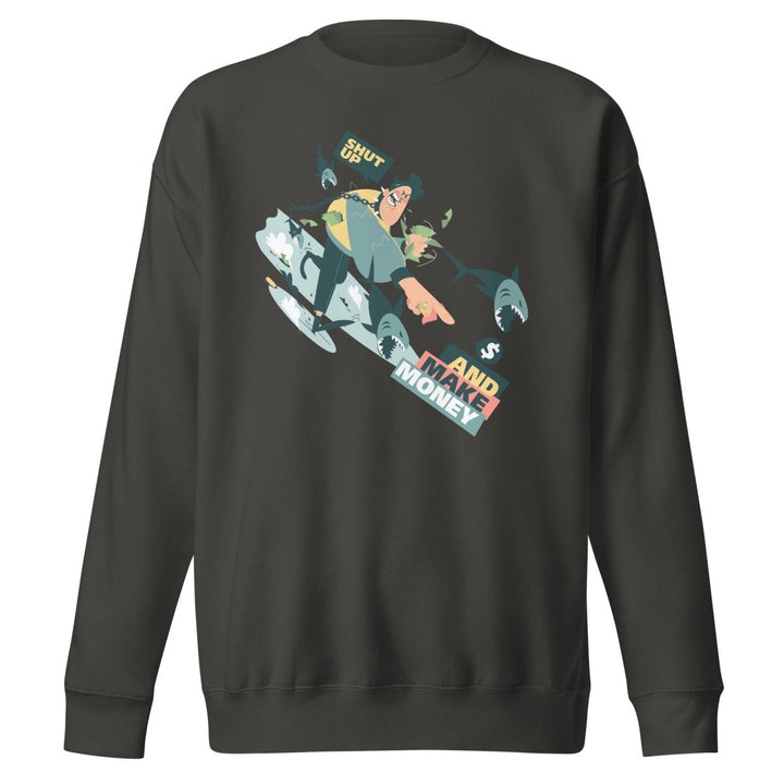 Shut Up and Make Money Cool Graphic Sweatshirt - Vintage Black - S - ArtyKoala