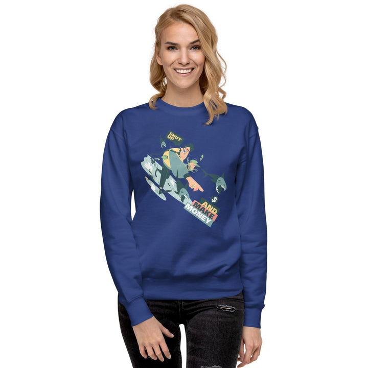 Shut Up and Make Money Cool Graphic Sweatshirt - Team Royal - S - ArtyKoala