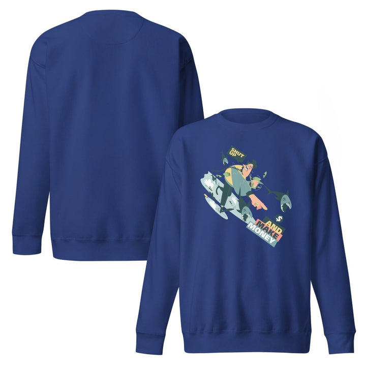 Shut Up and Make Money Cool Graphic Sweatshirt - Team Royal - S - ArtyKoala