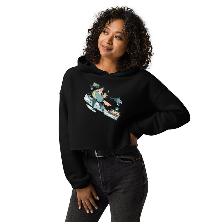 Shut Up and Make Money Graphic Crop Hoodie - Black - S - ArtyKoala