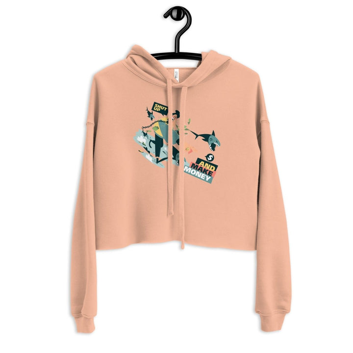 Shut Up and Make Money Graphic Crop Hoodie - Black - S - ArtyKoala