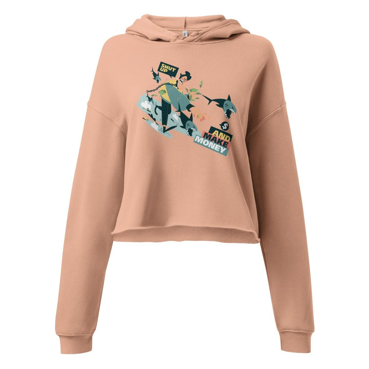 Shut Up and Make Money Graphic Crop Hoodie - Black - S - ArtyKoala