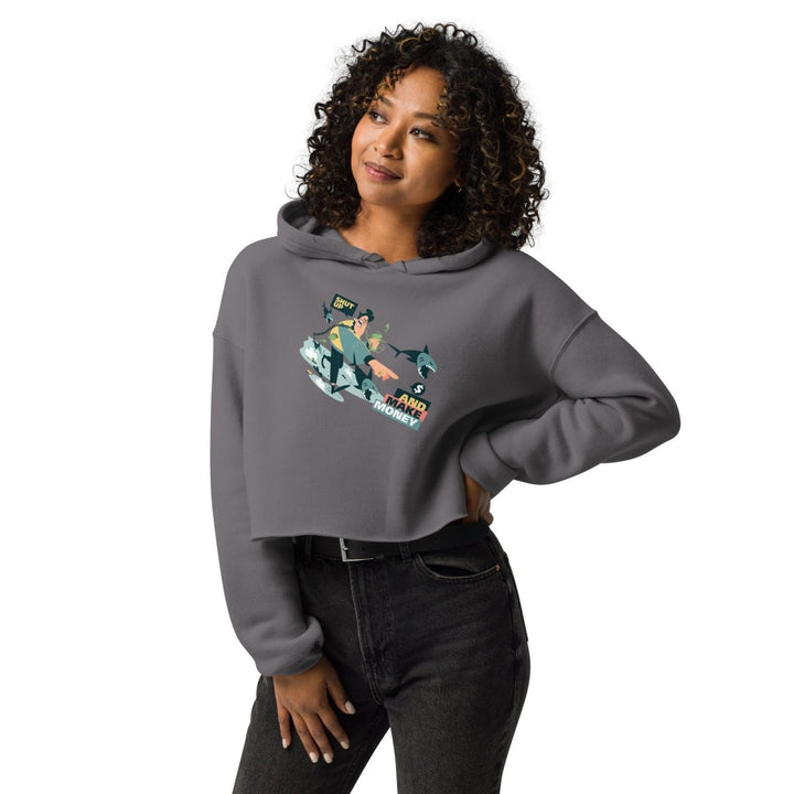 Shut Up and Make Money Graphic Crop Hoodie - Storm - S - ArtyKoala