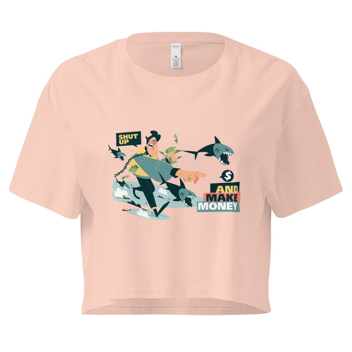 Shut Up and Make Money Graphic Crop Tee - Pale Pink - XS - ArtyKoala