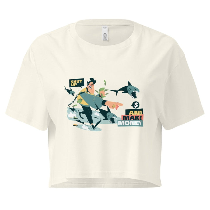 Shut Up and Make Money Graphic Crop Tee - Natural - XS - ArtyKoala