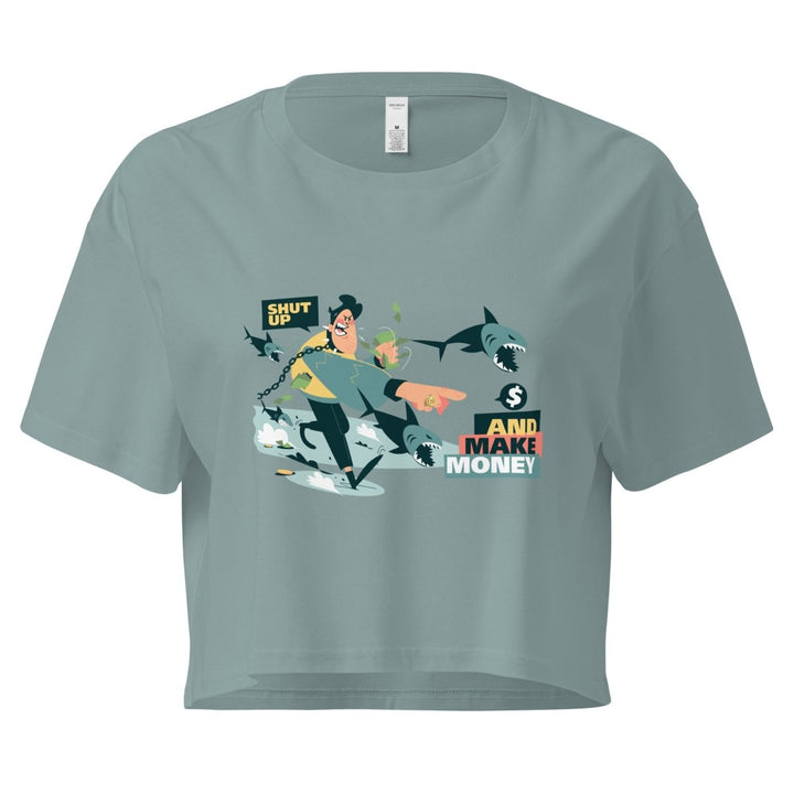 Shut Up and Make Money Graphic Crop Tee - Mineral - XS - ArtyKoala
