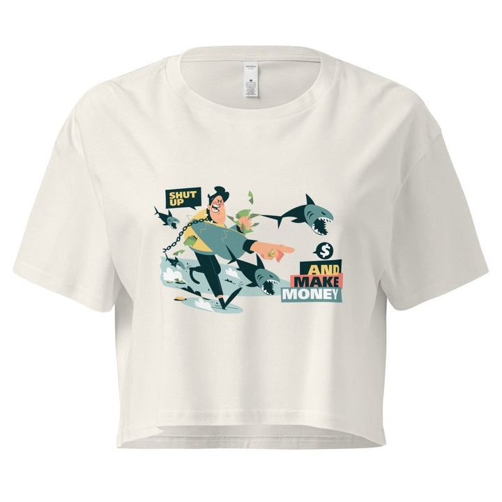 Shut Up and Make Money Graphic Crop Tee - Ecru - XS - ArtyKoala