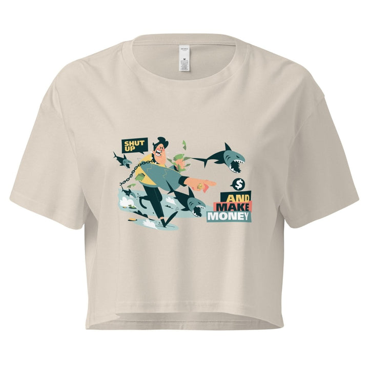 Shut Up and Make Money Graphic Crop Tee - Bone - XS - ArtyKoala