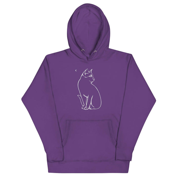 Sitting Cat Man Hoodie - Purple / S - ArtyKoala