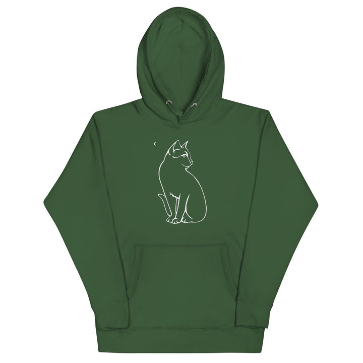 Sitting Cat Man Hoodie - Forest Green / S - ArtyKoala