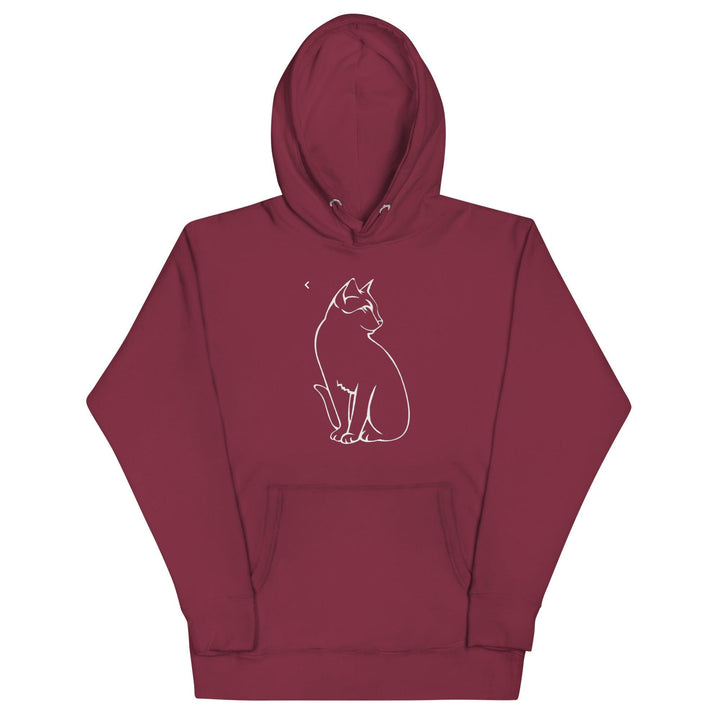 Sitting Cat Man Hoodie - Maroon / S - ArtyKoala