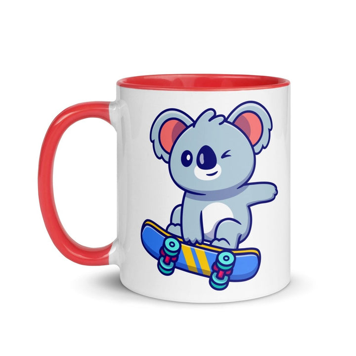 Skateboard Koala Colorful Print Mug - Red - 11 oz - ArtyKoala