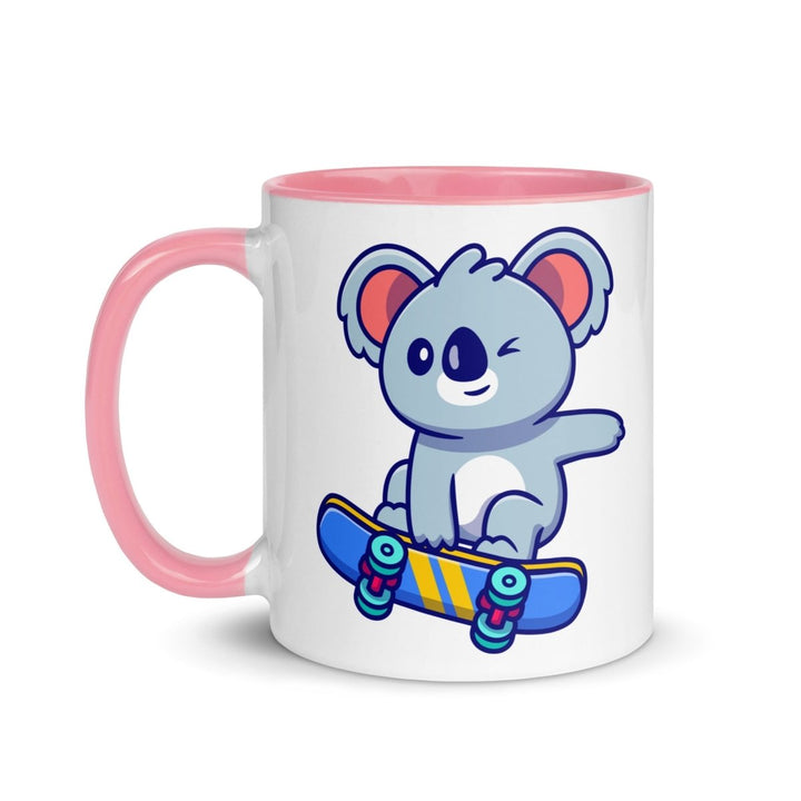 Skateboard Koala Colorful Print Mug - Pink - 11 oz - ArtyKoala