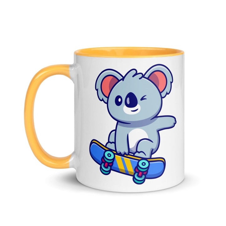 Skateboard Koala Colorful Print Mug - Golden Yellow - 11 oz - ArtyKoala