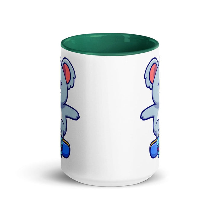 Skateboard Koala Colorful Print Mug - Dark green - 15 oz - ArtyKoala