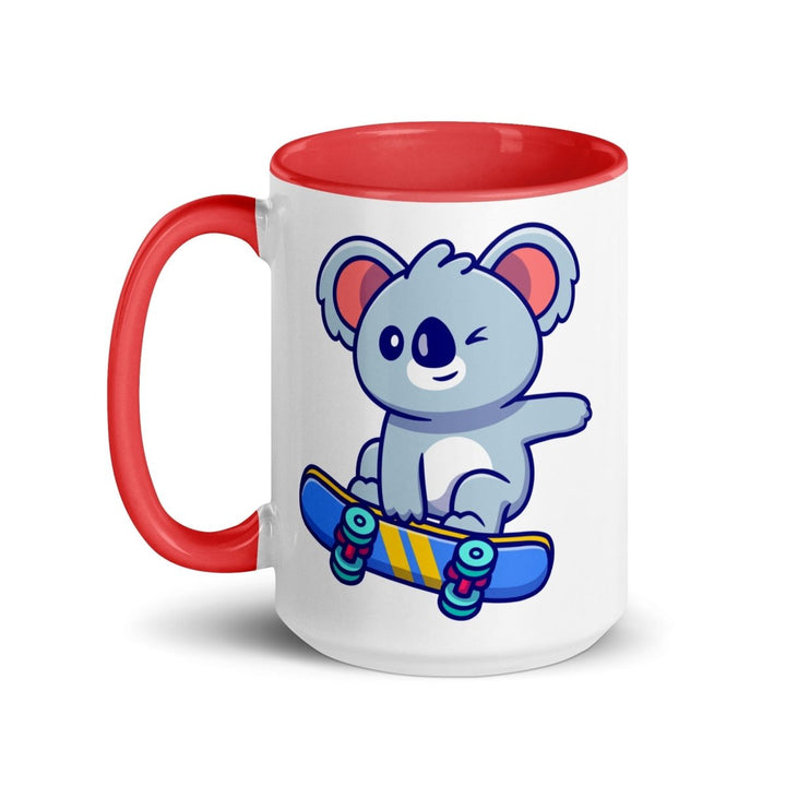Skateboard Koala Colorful Print Mug - Red - 15 oz - ArtyKoala
