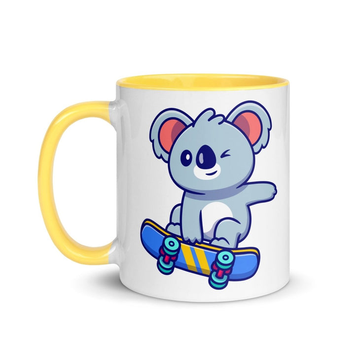 Skateboard Koala Colorful Print Mug - Yellow - 11 oz - ArtyKoala