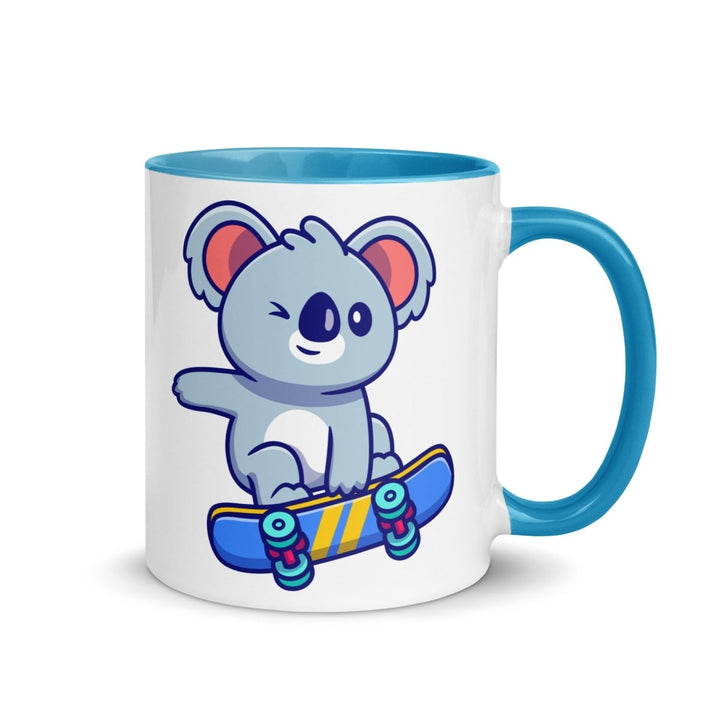 Skateboard Koala Colorful Print Mug - Blue - 11 oz - ArtyKoala