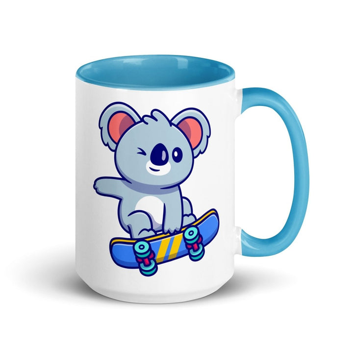 Skateboard Koala Colorful Print Mug - Blue - 15 oz - ArtyKoala