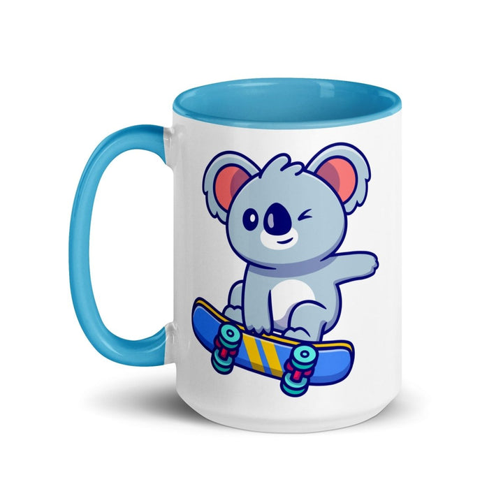 Skateboard Koala Colorful Print Mug - Blue - 15 oz - ArtyKoala