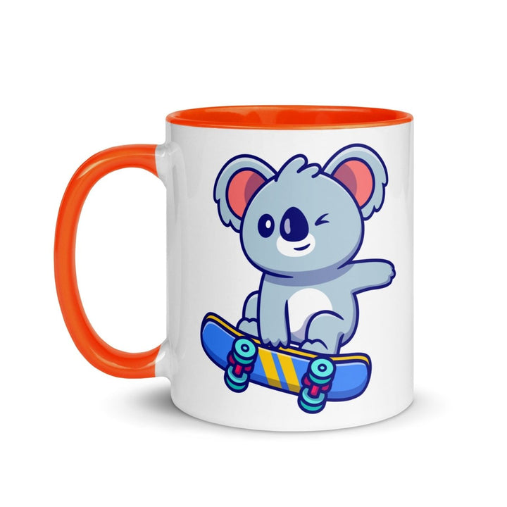 Skateboard Koala Colorful Print Mug - Orange - 11 oz - ArtyKoala