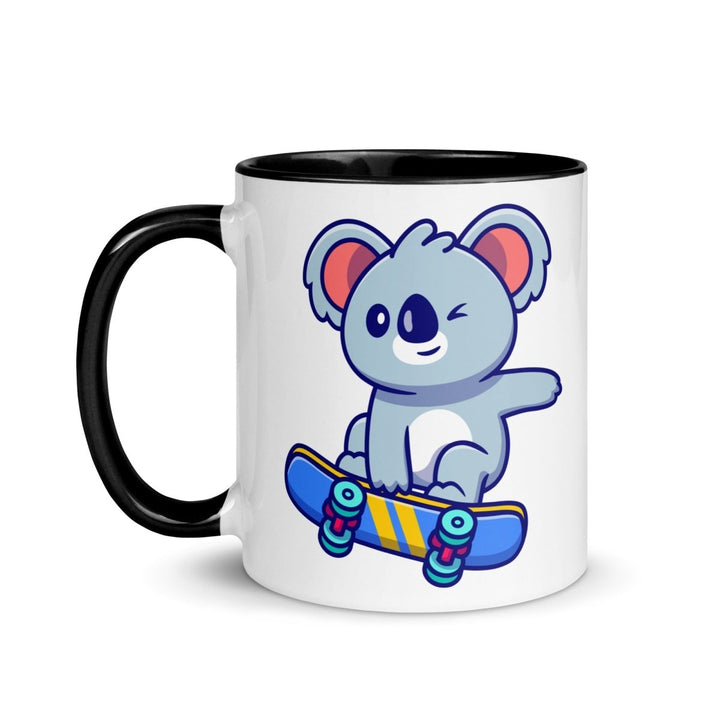 Skateboard Koala Colorful Print Mug - Black - 11 oz - ArtyKoala