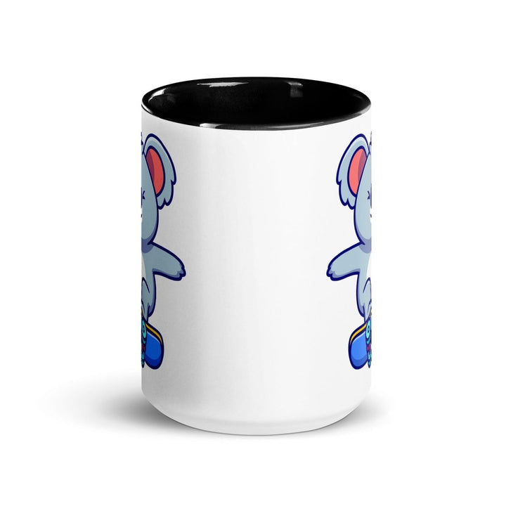Skateboard Koala Colorful Print Mug - Black - 15 oz - ArtyKoala