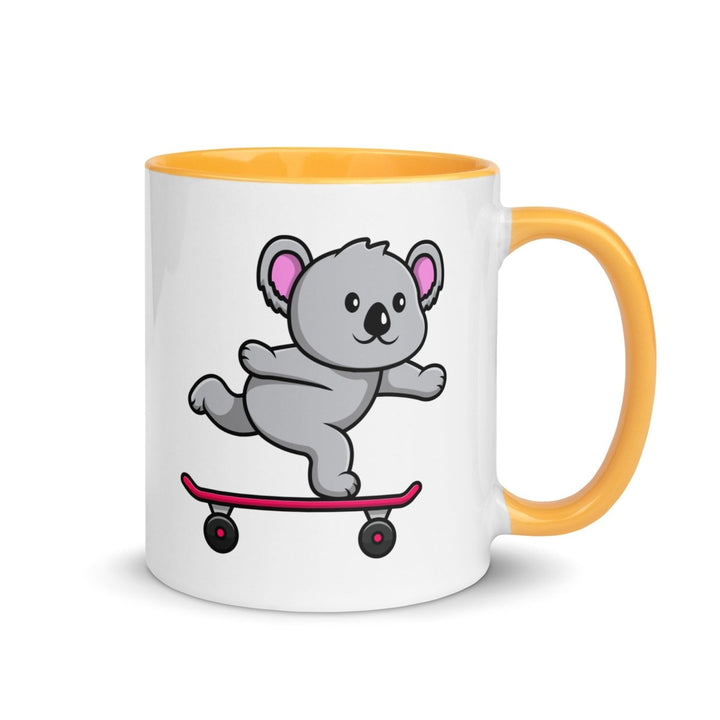Skateboarding Koala Colorful Print Mug - Golden Yellow - 11 oz - ArtyKoala
