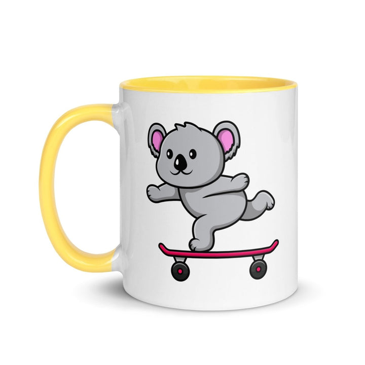 Skateboarding Koala Colorful Print Mug - Yellow - 11 oz - ArtyKoala