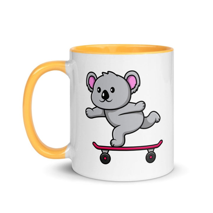 Skateboarding Koala Colorful Print Mug - Golden Yellow - 11 oz - ArtyKoala