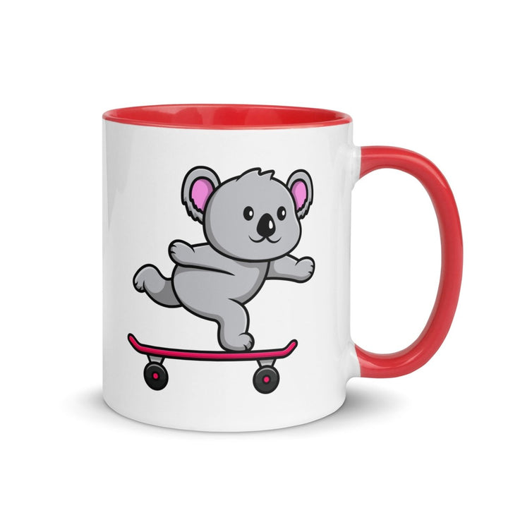 Skateboarding Koala Colorful Print Mug - Red - 11 oz - ArtyKoala