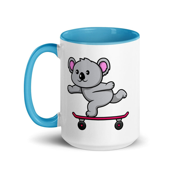 Skateboarding Koala Colorful Print Mug - Blue - 15 oz - ArtyKoala