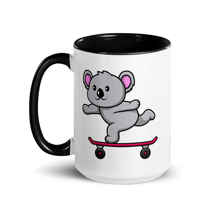 Skateboarding Koala Colorful Print Mug - Black - 15 oz - ArtyKoala