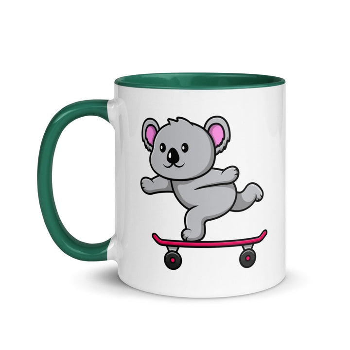 Skateboarding Koala Colorful Print Mug - Dark green - 11 oz - ArtyKoala
