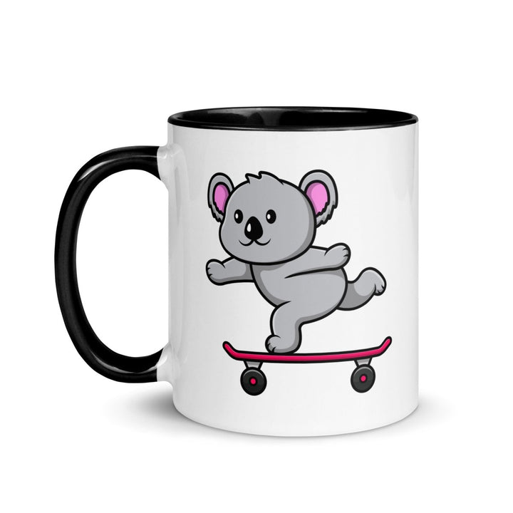Skateboarding Koala Colorful Print Mug - Black - 11 oz - ArtyKoala