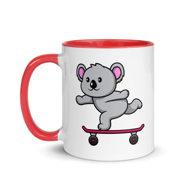 Skateboarding Koala Colorful Print Mug - Red - 11 oz - ArtyKoala