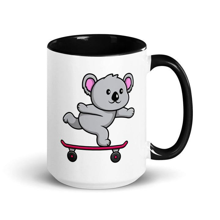 Skateboarding Koala Colorful Print Mug - Black - 15 oz - ArtyKoala