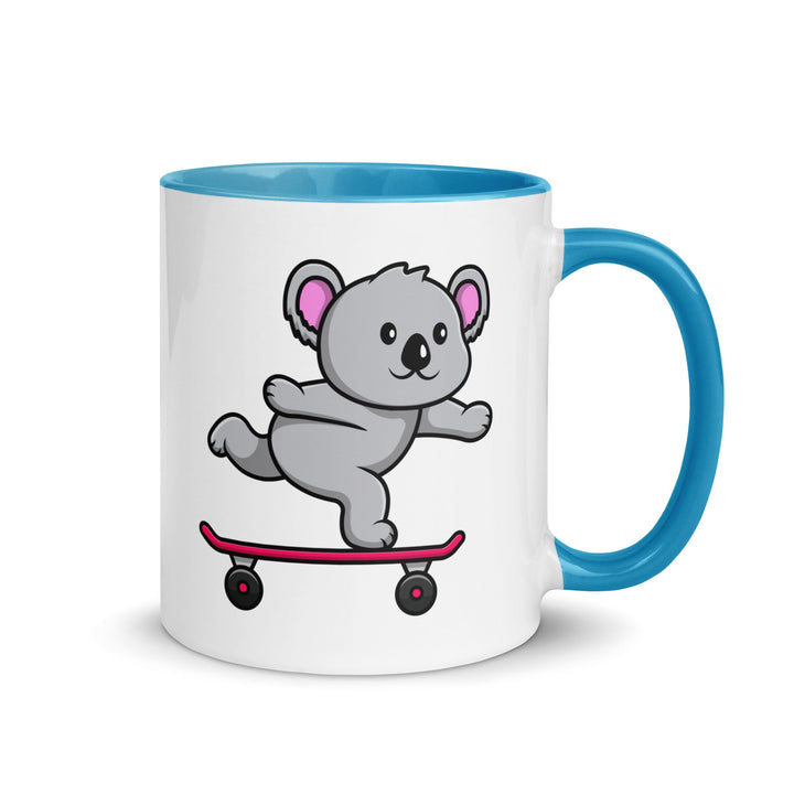 Skateboarding Koala Mug with Color Inside - Blue / 11 oz - ArtyKoala