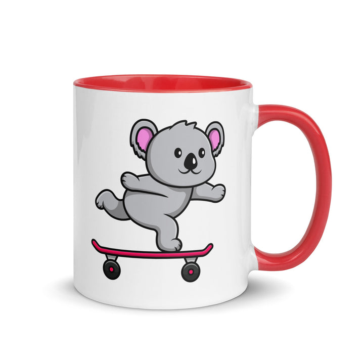 Skateboarding Koala Mug with Color Inside - Red / 11 oz - ArtyKoala