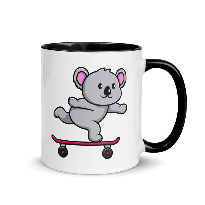 Skateboarding Koala Mug with Color Inside - Black / 11 oz - ArtyKoala